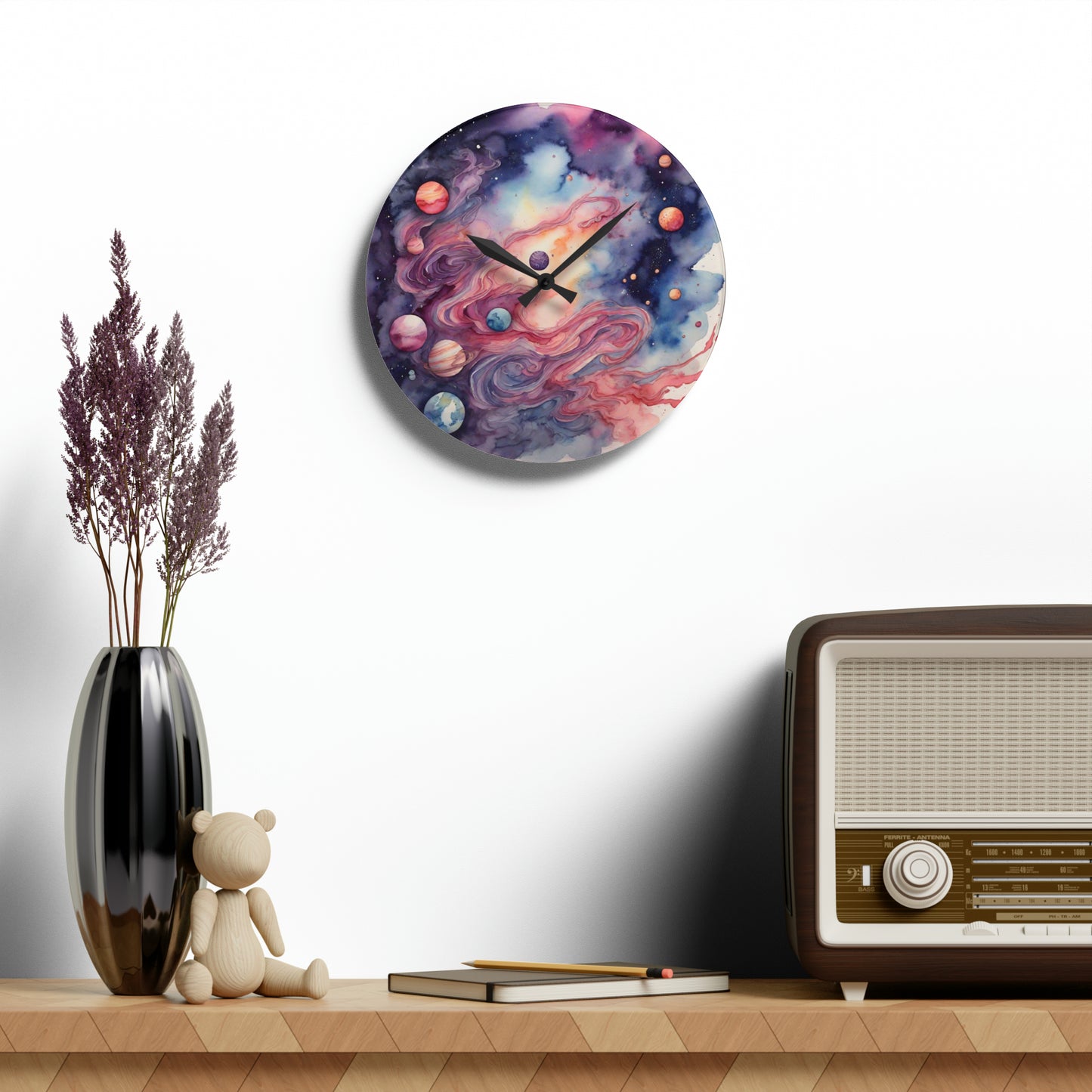 Watercolor Galaxy Wall Clock