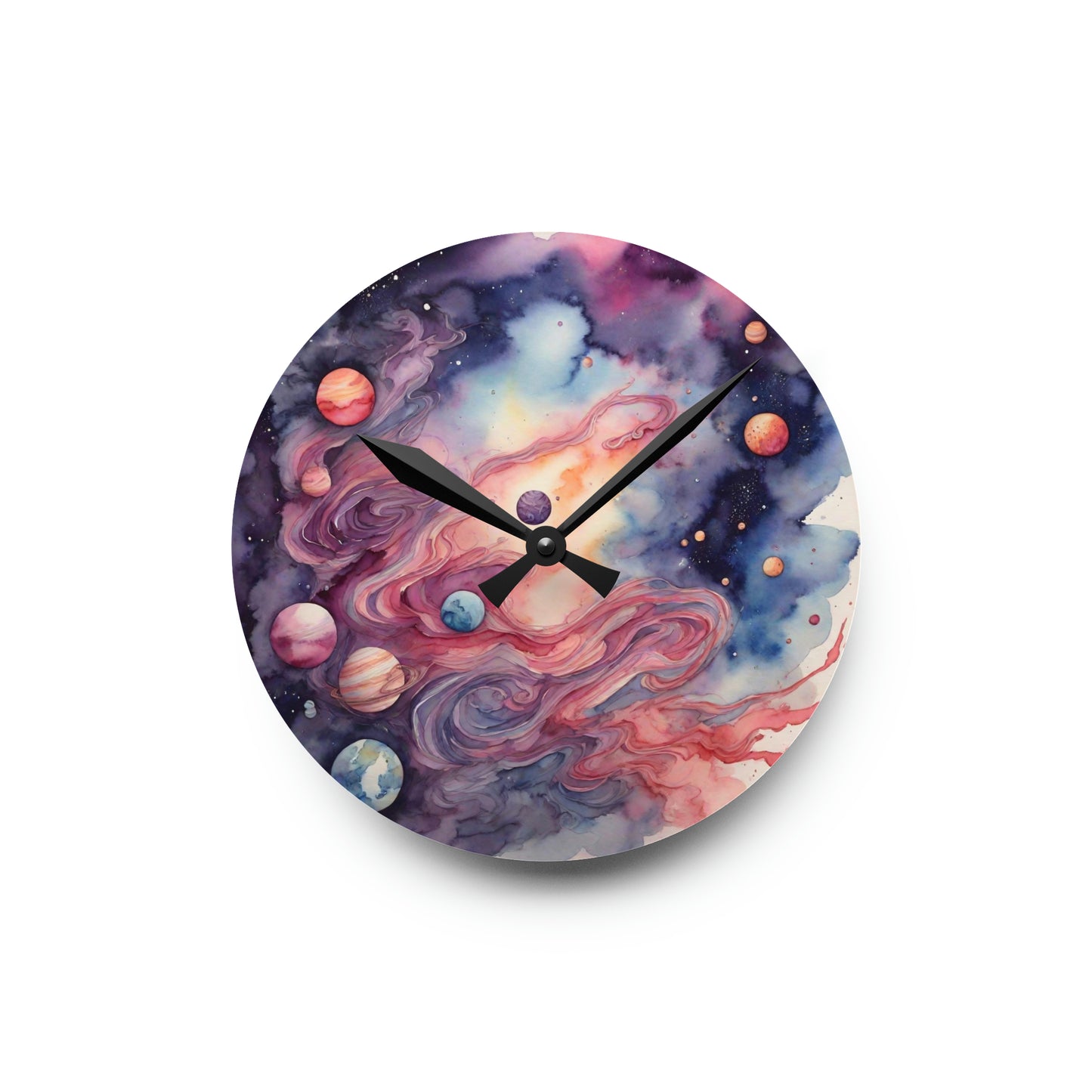 Watercolor Galaxy Wall Clock