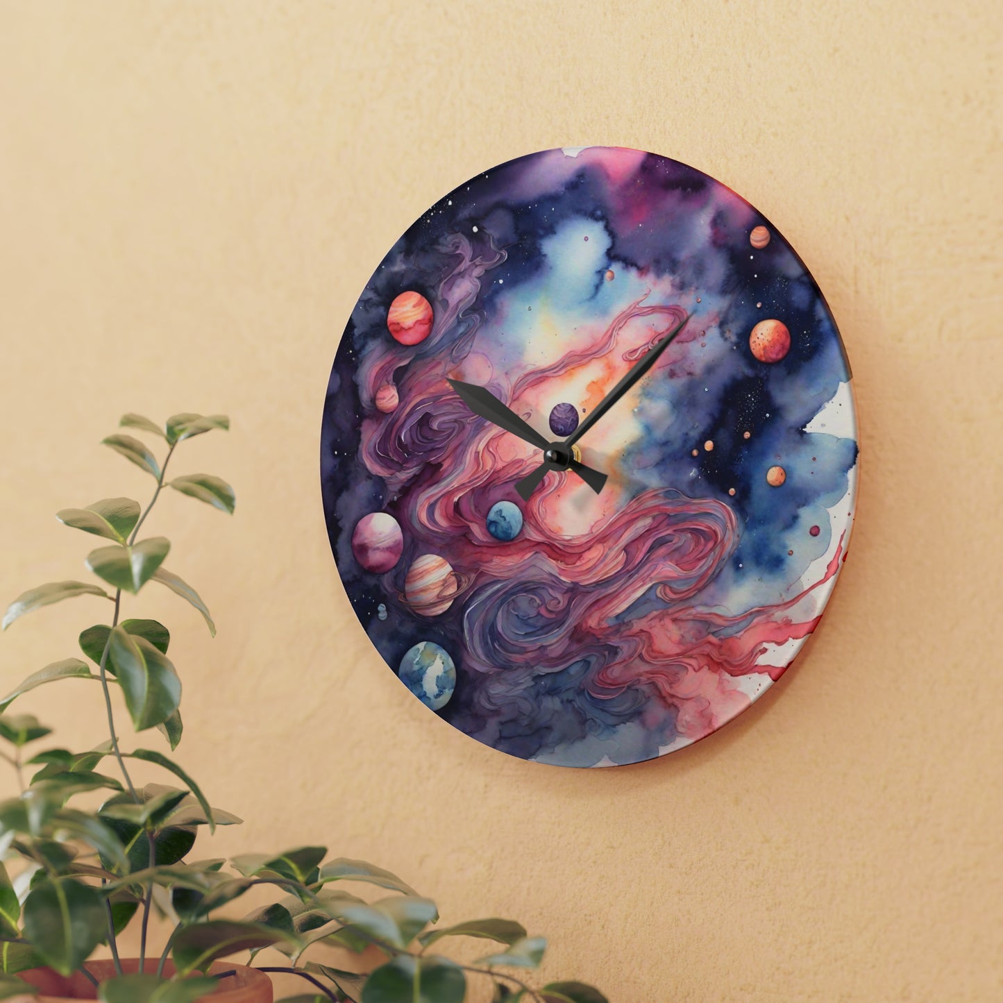 Watercolor Galaxy Wall Clock