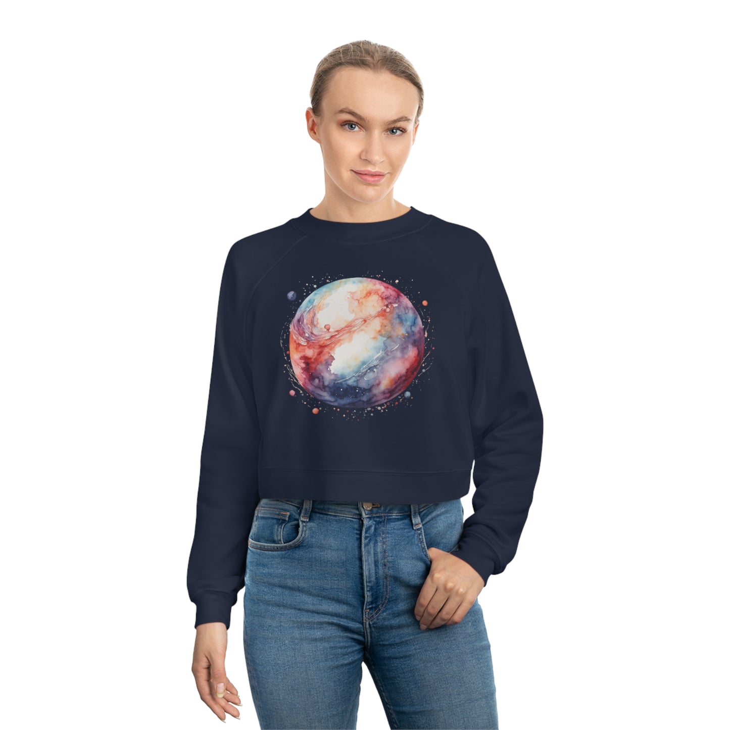 Watercolor Sphere Cropped Fleece Pullover