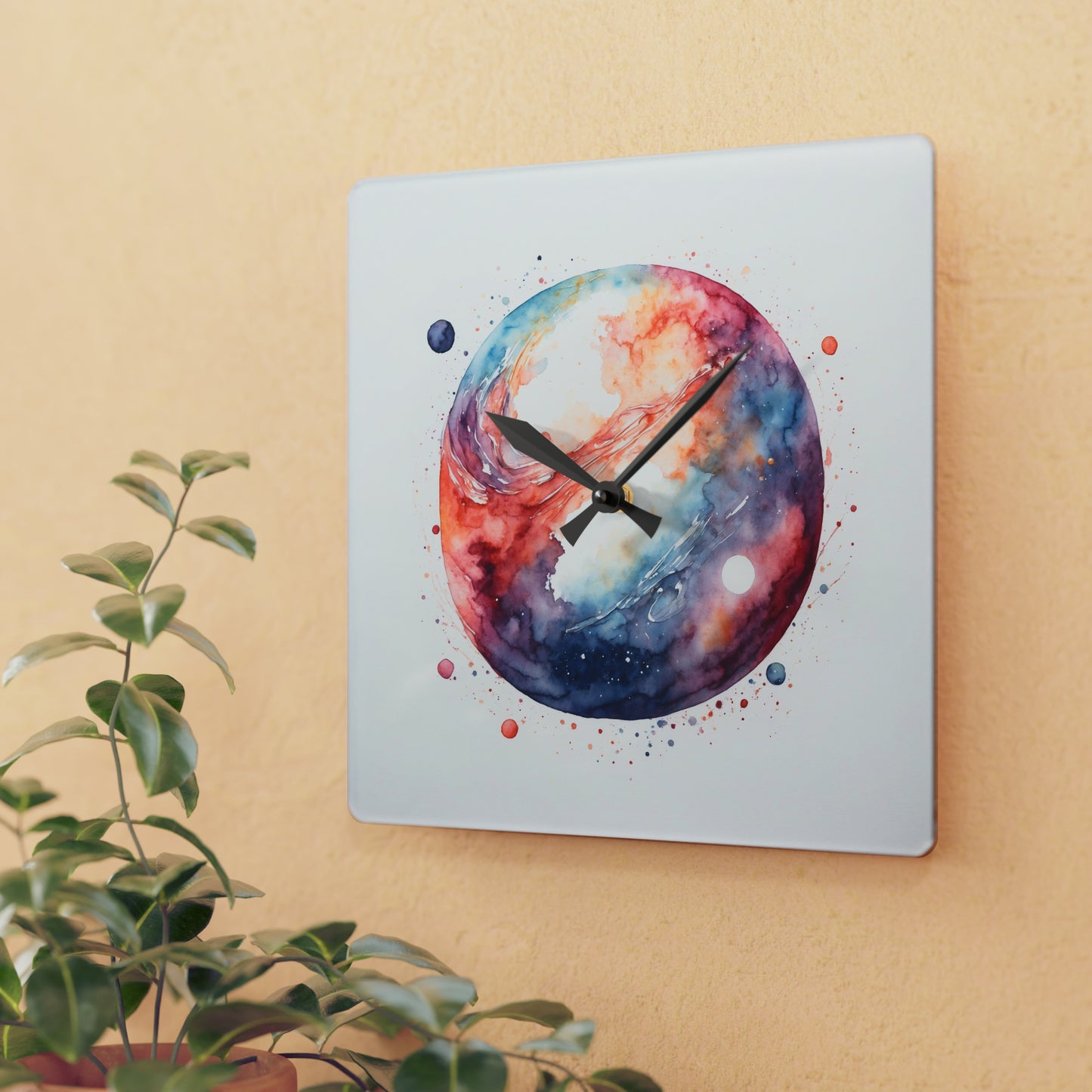 Watercolor Galaxy Wall Clock