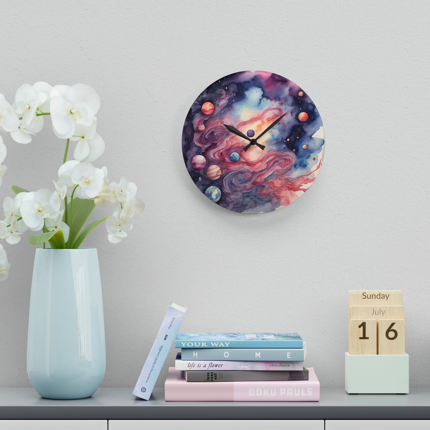 Watercolor Galaxy Wall Clock