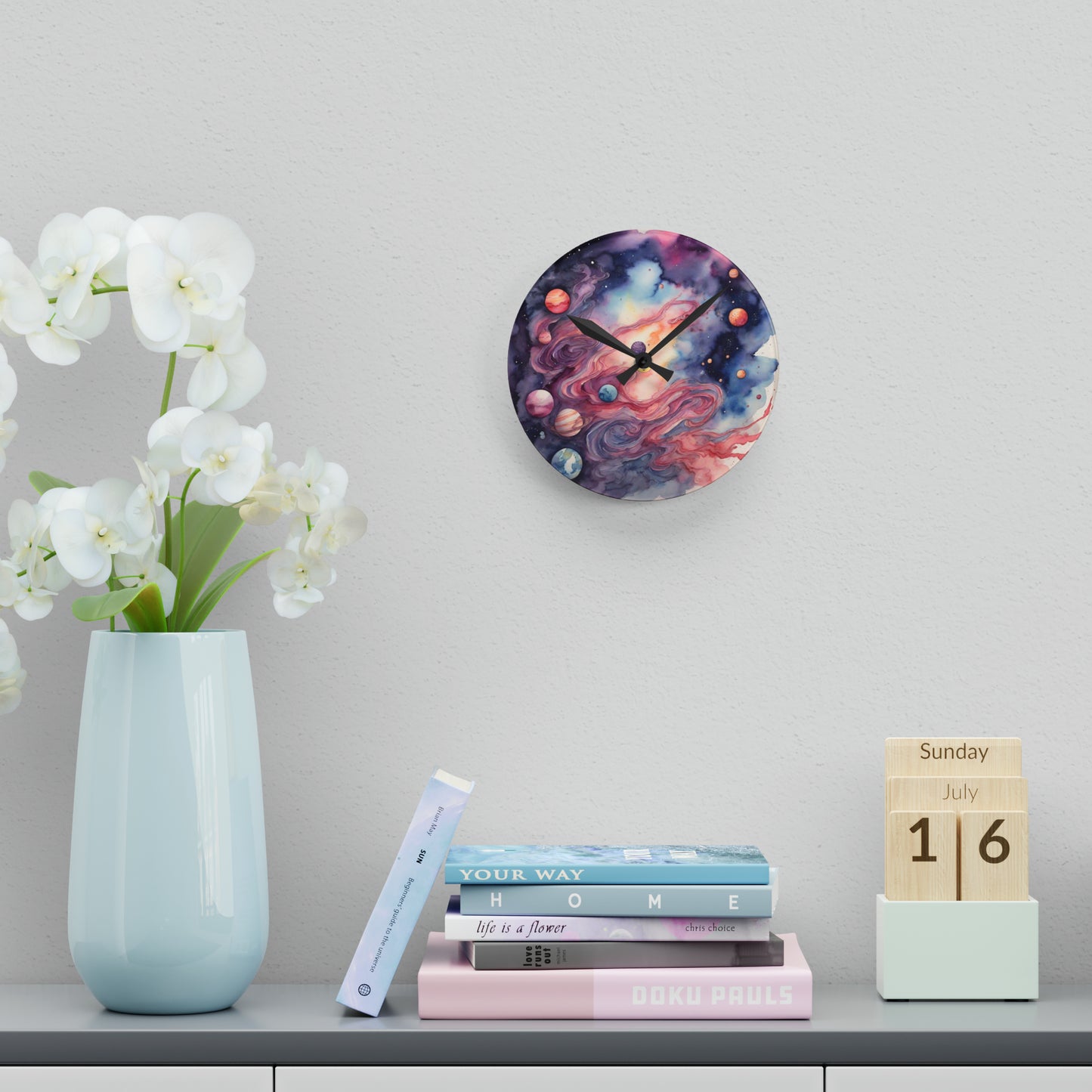Watercolor Galaxy Wall Clock