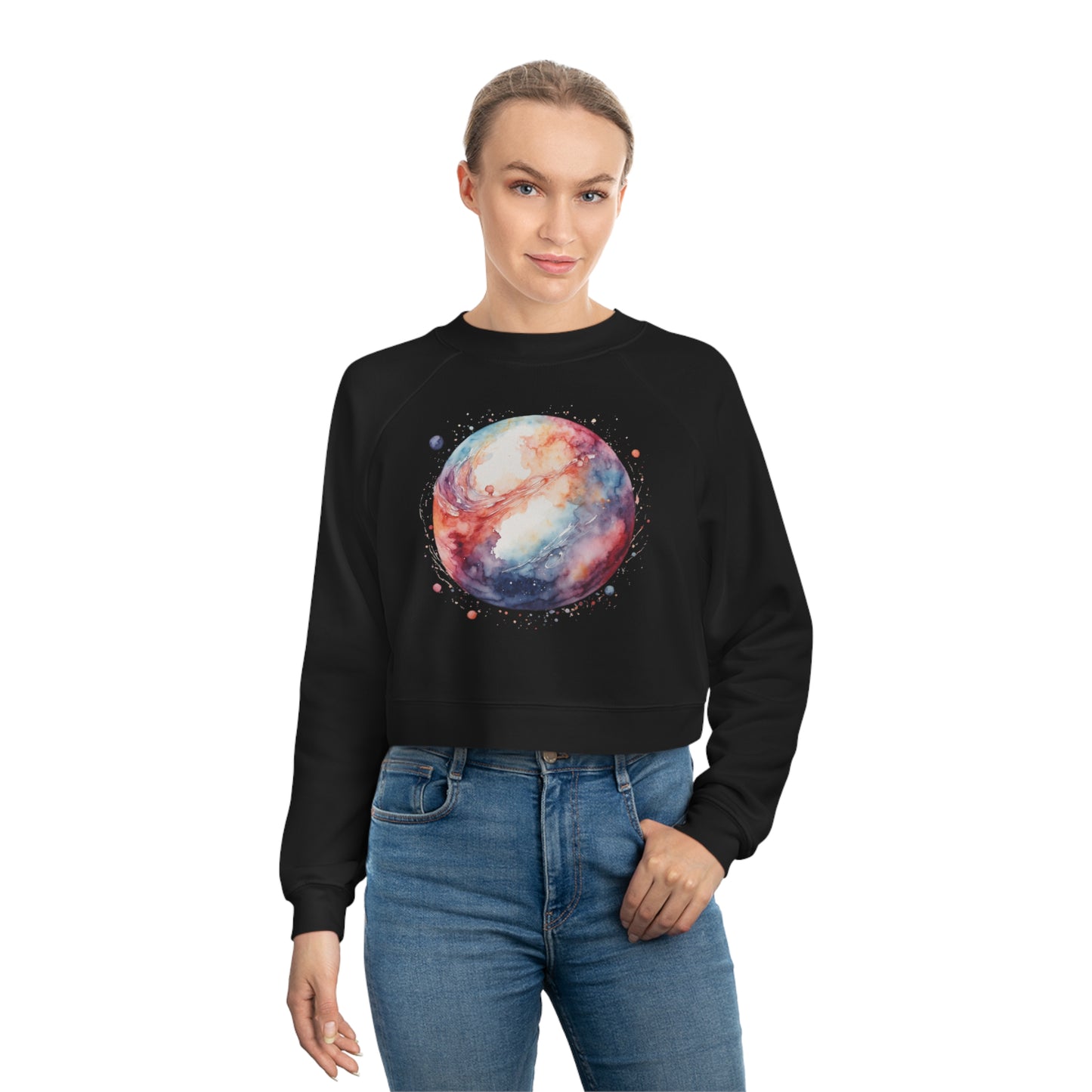 Watercolor Sphere Cropped Fleece Pullover