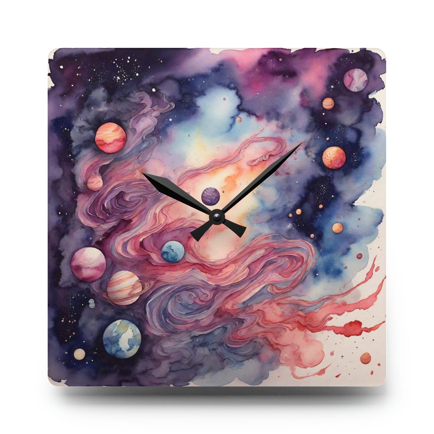 Watercolor Galaxy Wall Clock