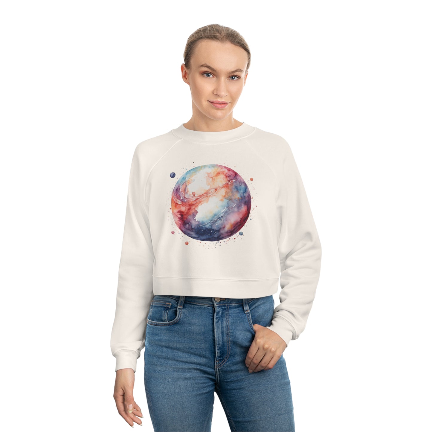 Watercolor Sphere Cropped Fleece Pullover