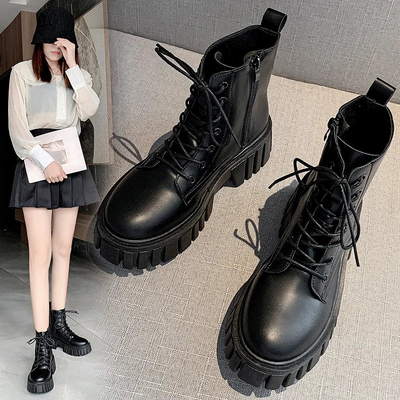 Thick Sole Combat Boots Women
