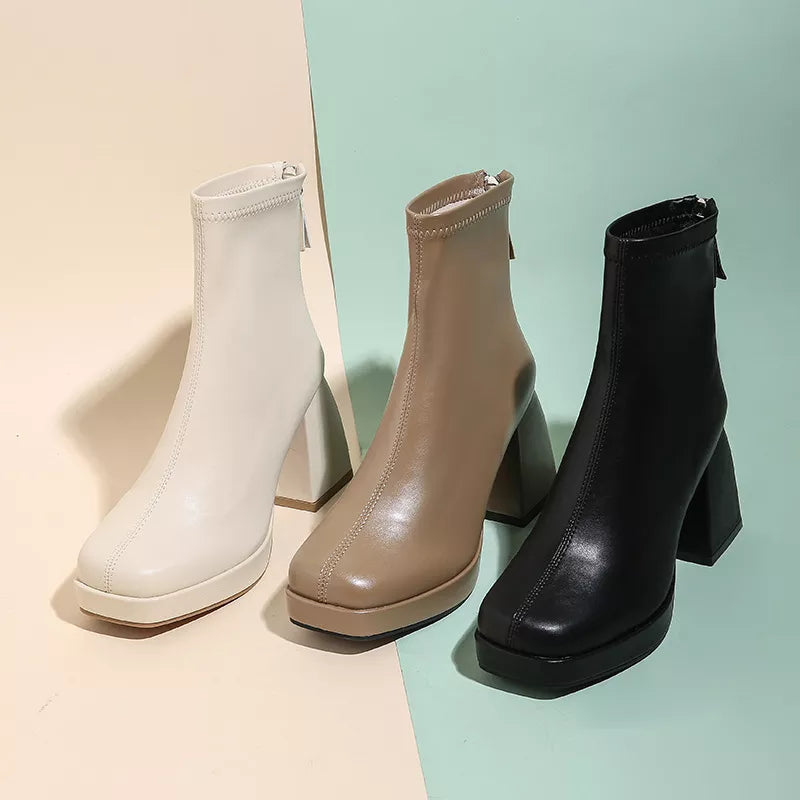 Leather Short Boots Women