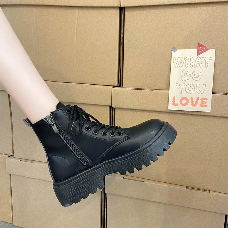 Motorcycle Ankle Boots Women