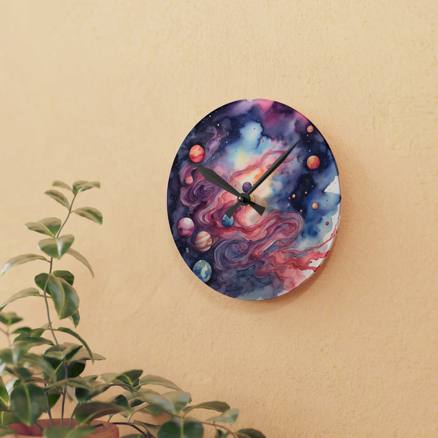 Watercolor Galaxy Wall Clock