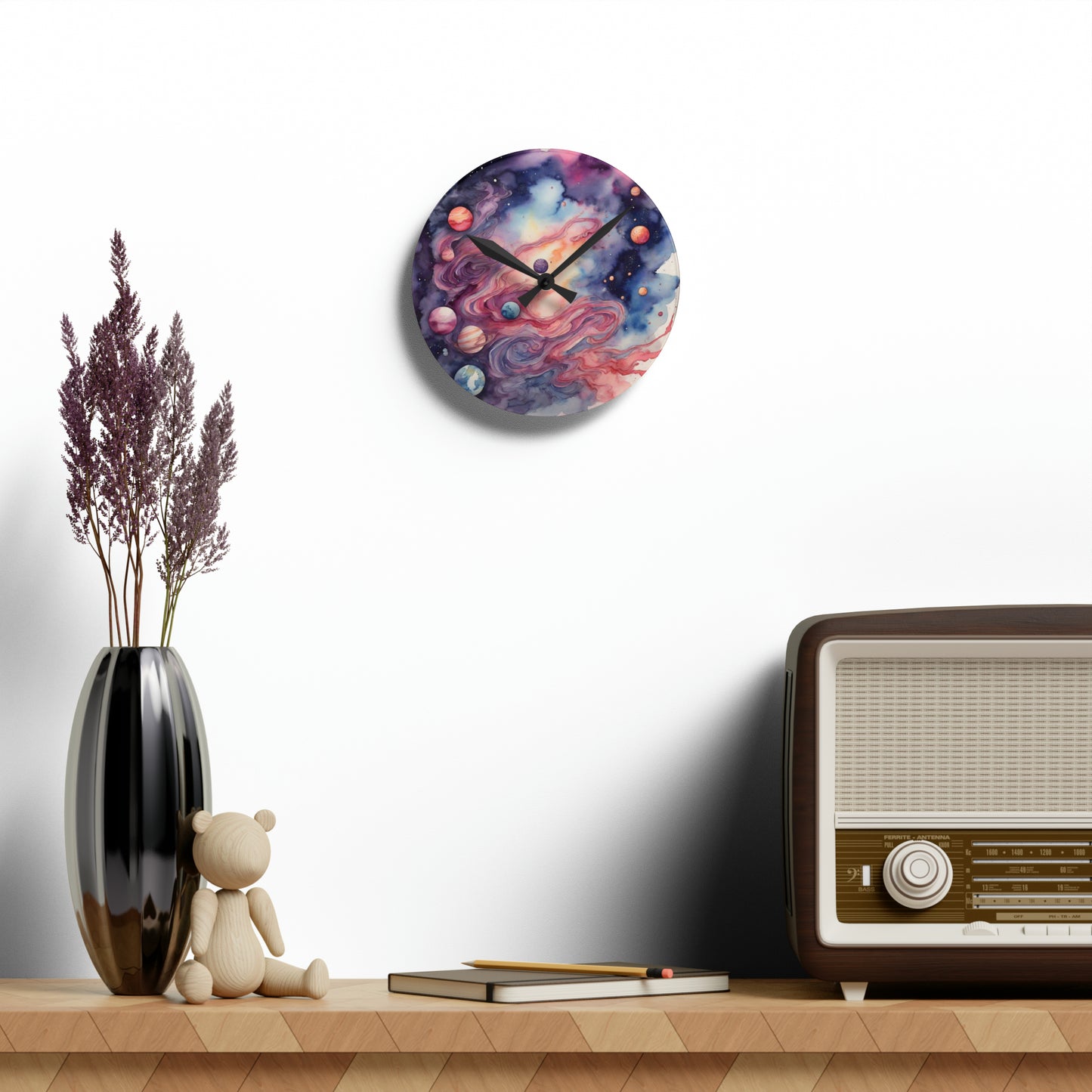 Watercolor Galaxy Wall Clock