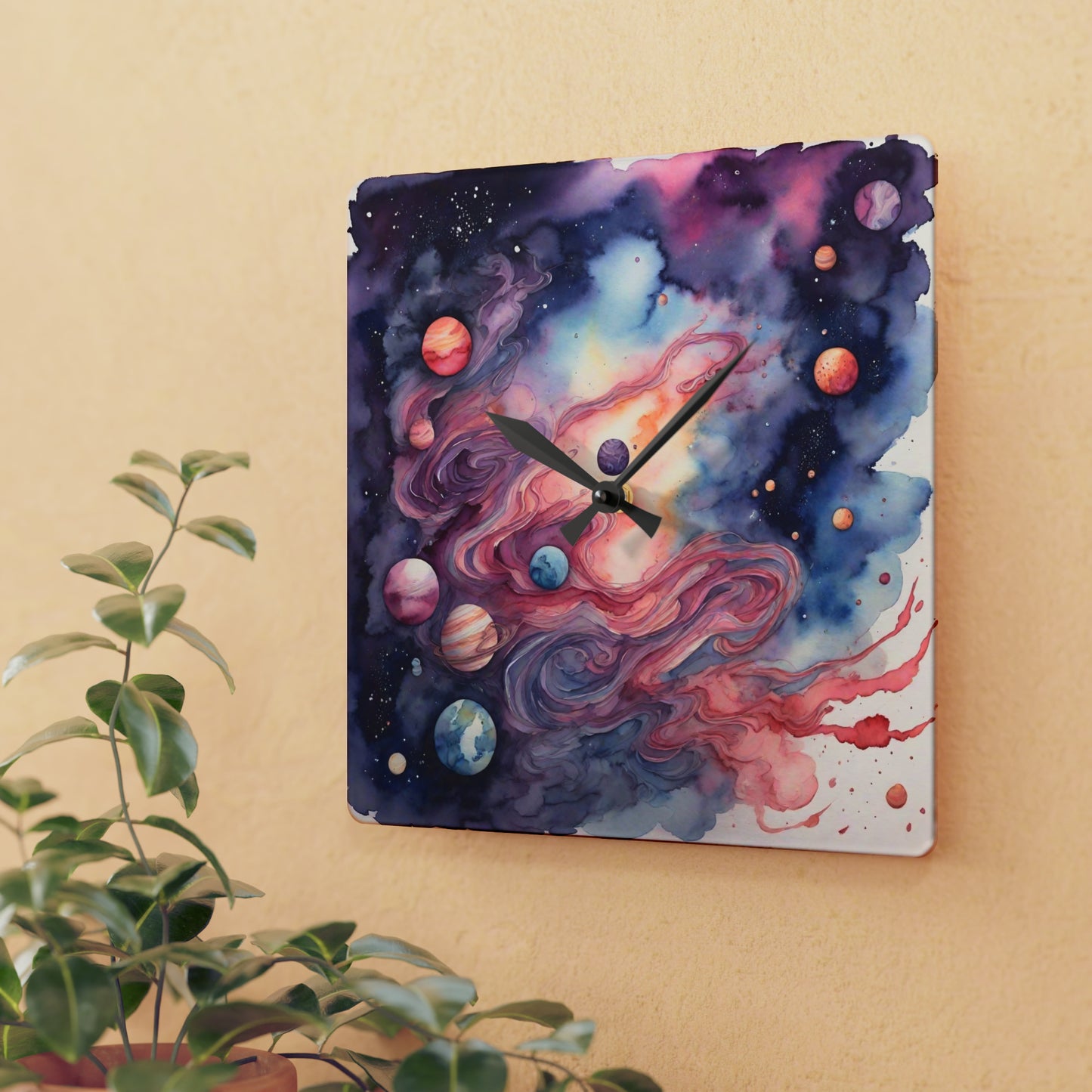 Watercolor Galaxy Wall Clock