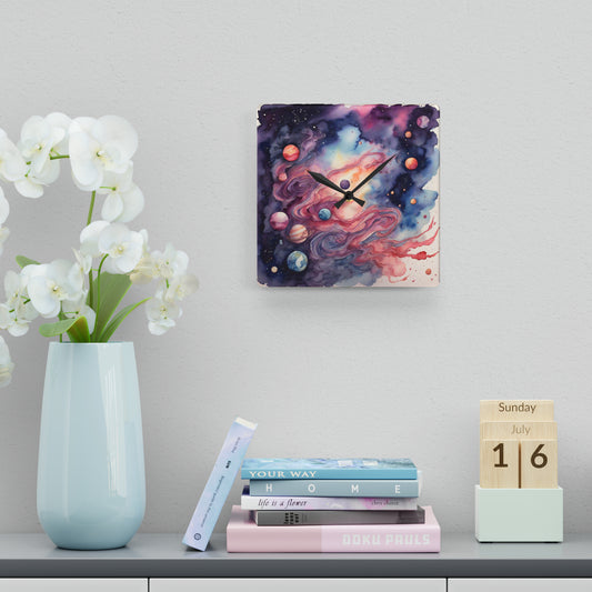 Watercolor Galaxy Wall Clock