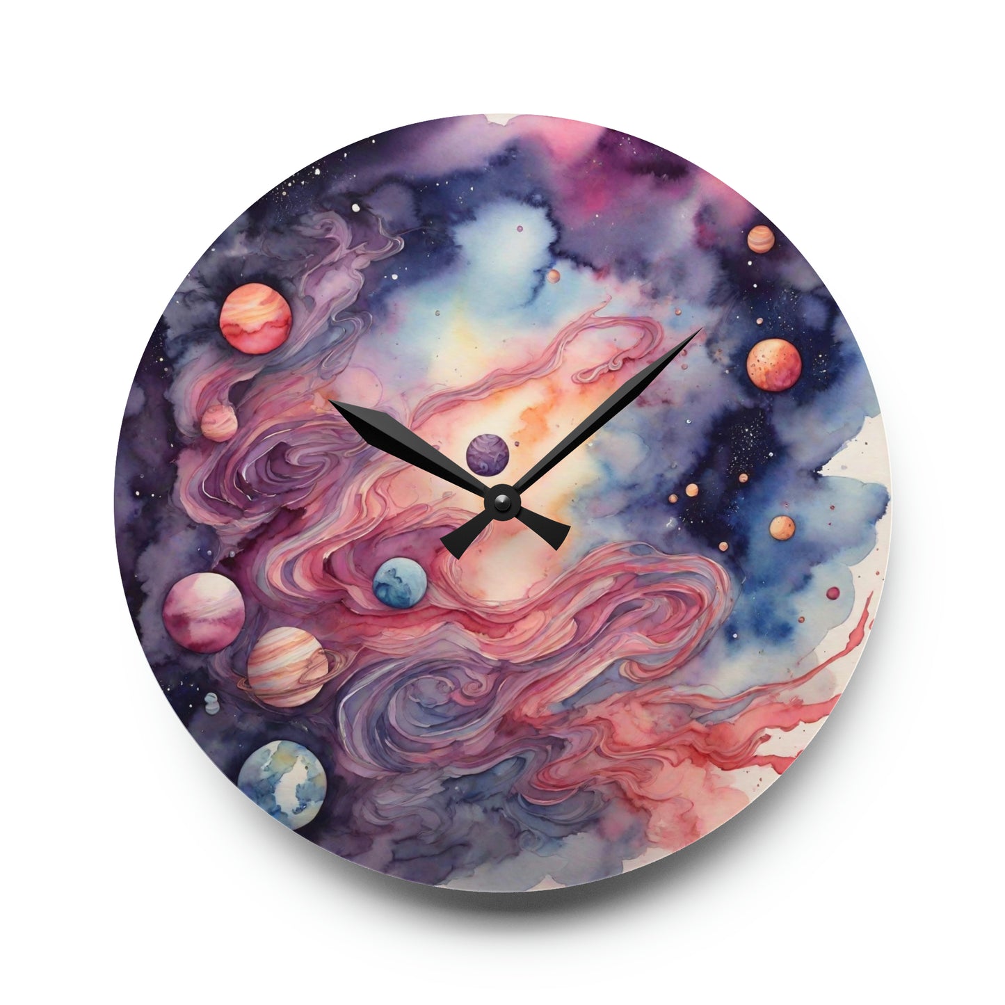 Watercolor Galaxy Wall Clock