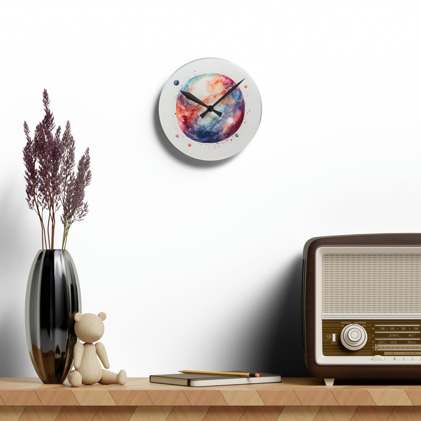 Watercolor Galaxy Wall Clock