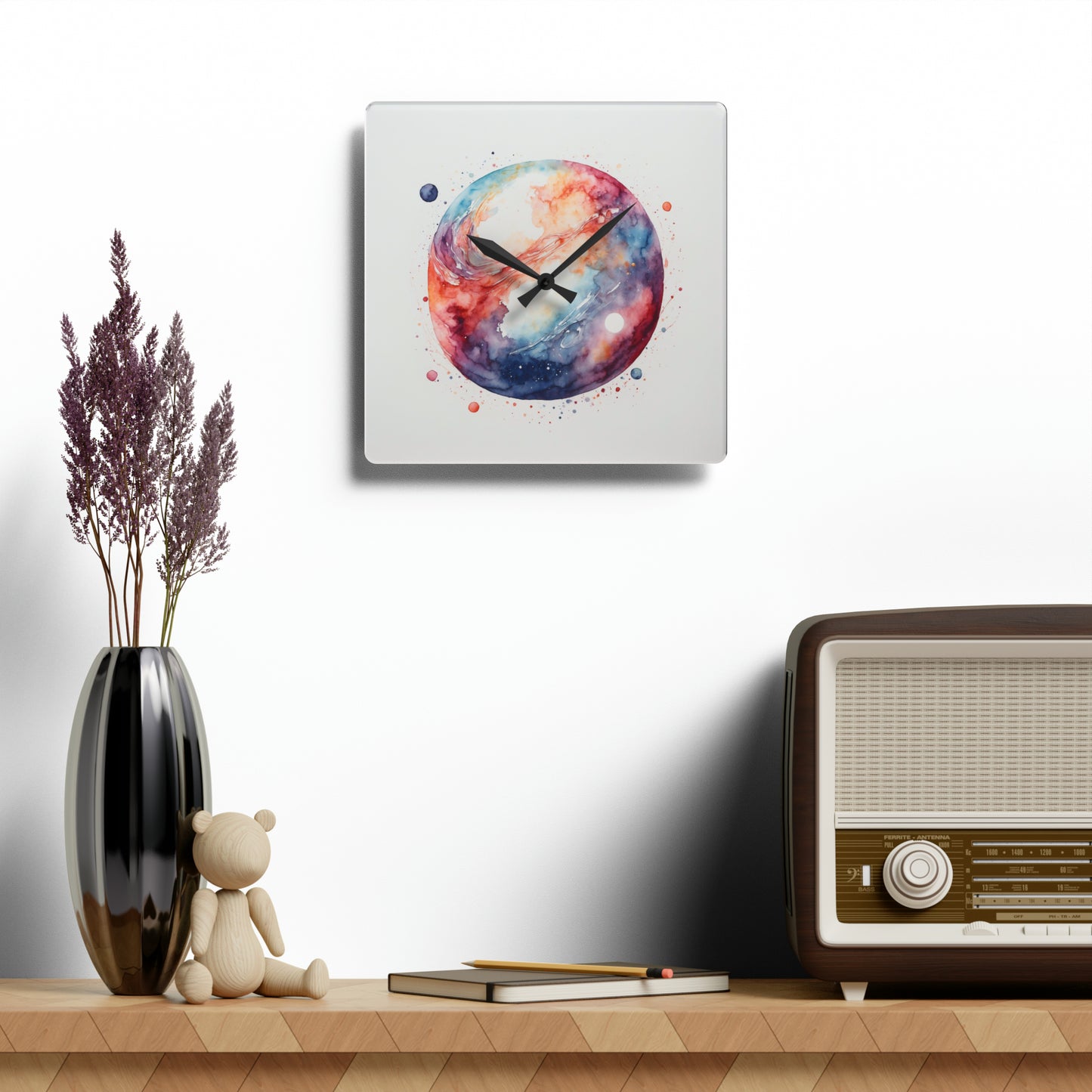 Watercolor Galaxy Wall Clock