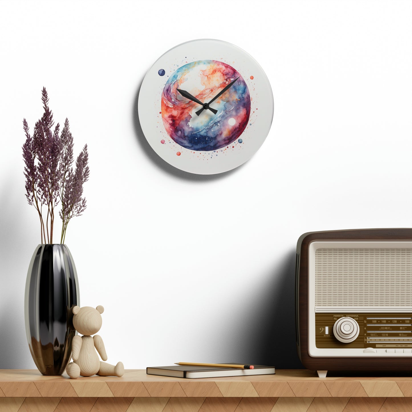 Watercolor Galaxy Wall Clock