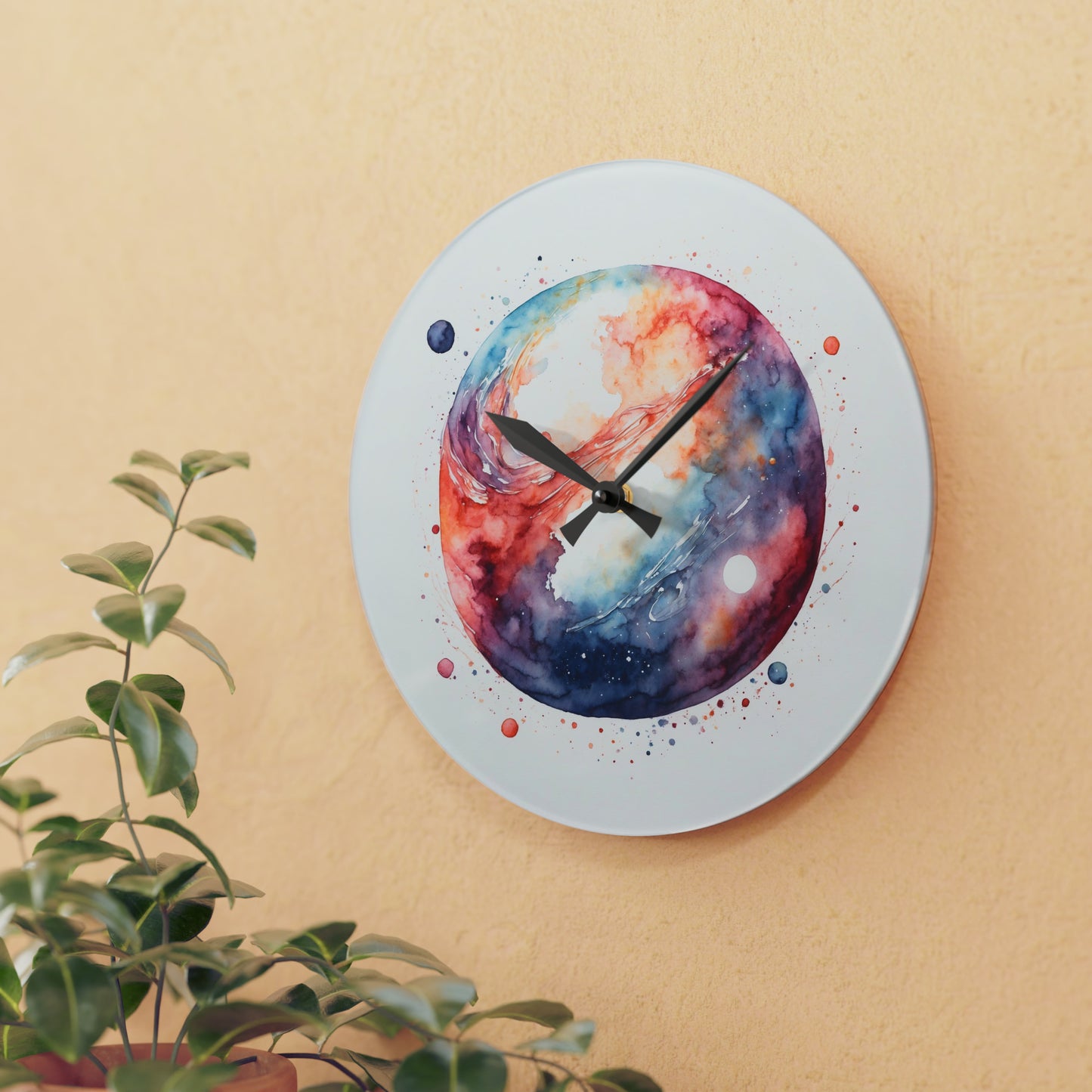 Watercolor Galaxy Wall Clock