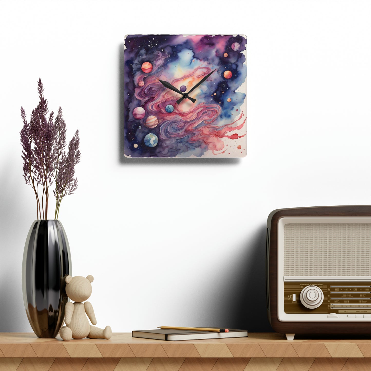 Watercolor Galaxy Wall Clock